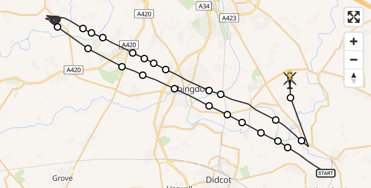 Flight route map: Police Helicopter to Stadhampton, Stadhampton