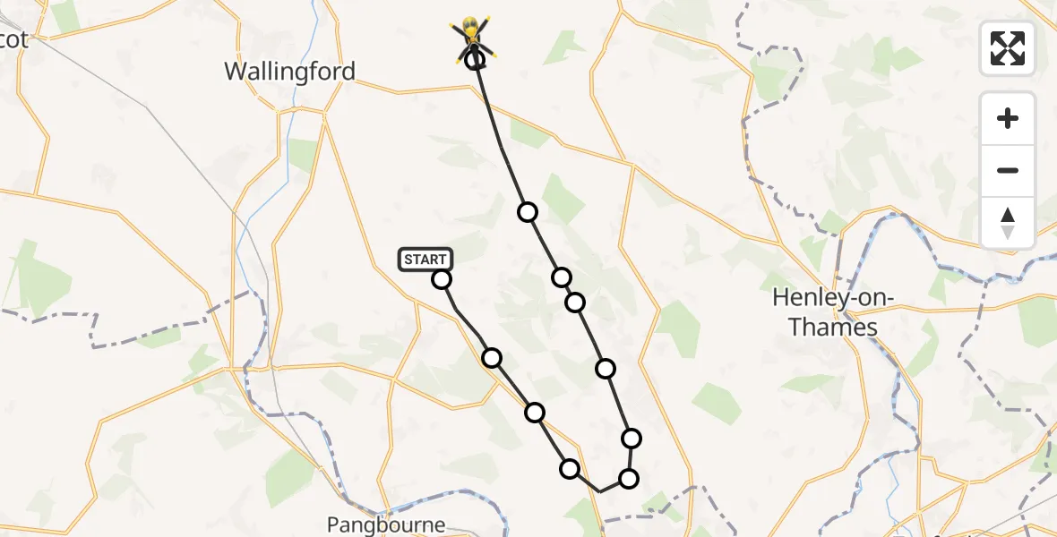 Routekaart van de vlucht: Police Helicopter to Ewelme, Swan's Way