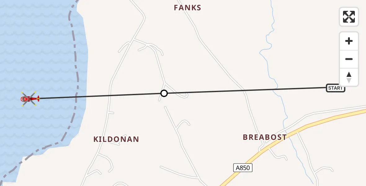 Routekaart van de vlucht: Air Ambulance Helicopter to Fanks, Fanks