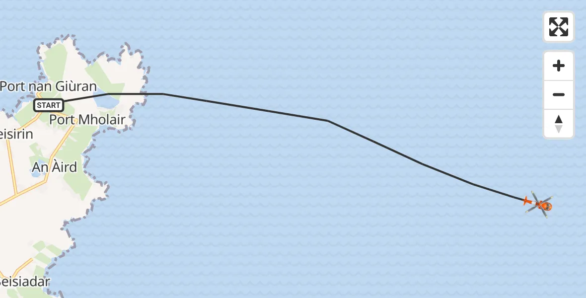 Flight path map showing Coastguard Helicopter route from Inner Seas to Inner Seas