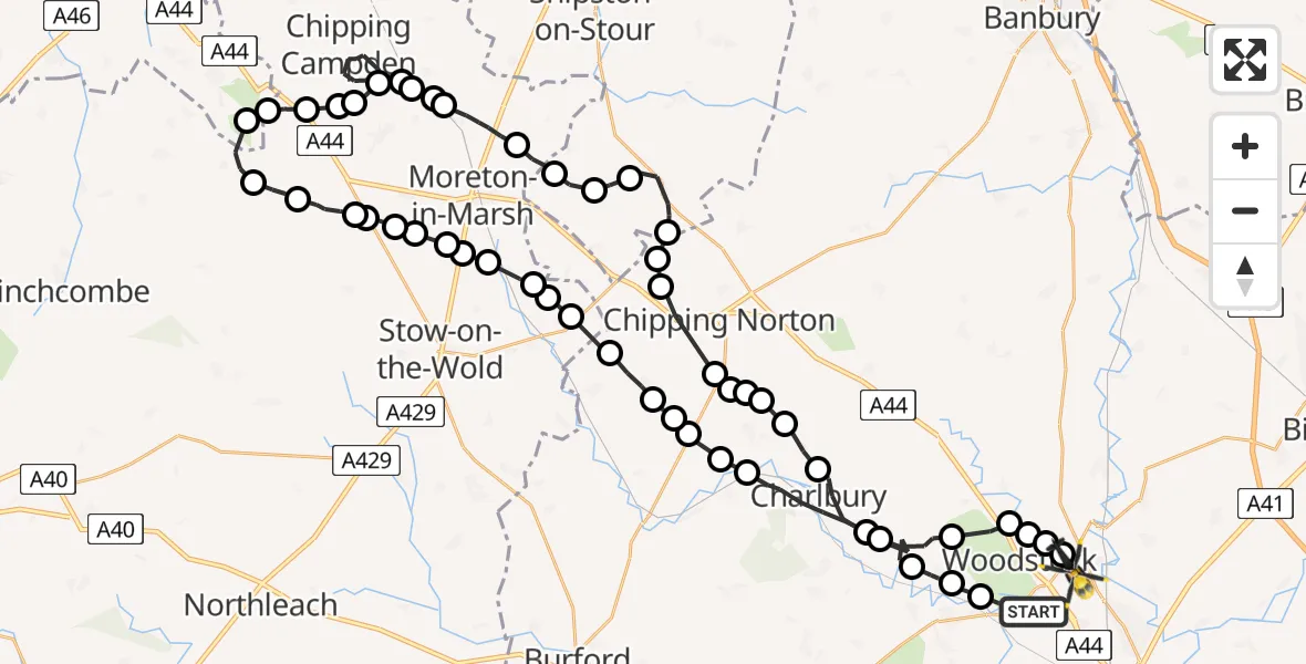 Flight route map: Police Helicopter to London Oxford Airport, London Oxford Airport