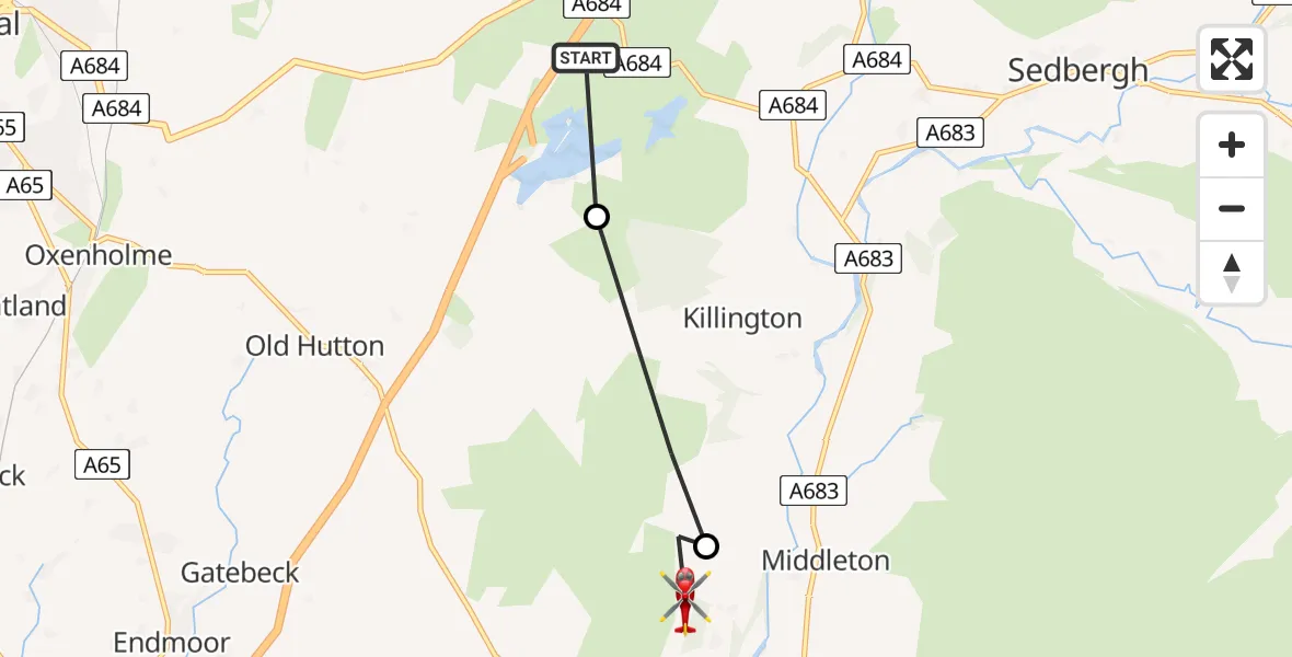 Routekaart van de vlucht:  to Middleton, Middleton