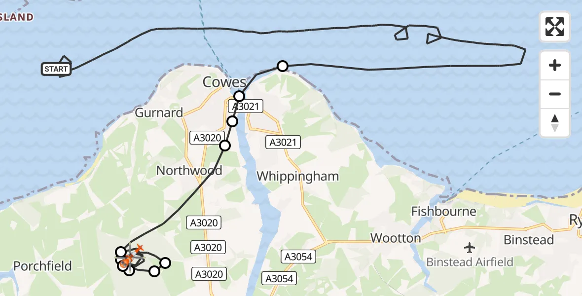 Flight route map: Coastguard Helicopter to Northwood, Noke Common Road
