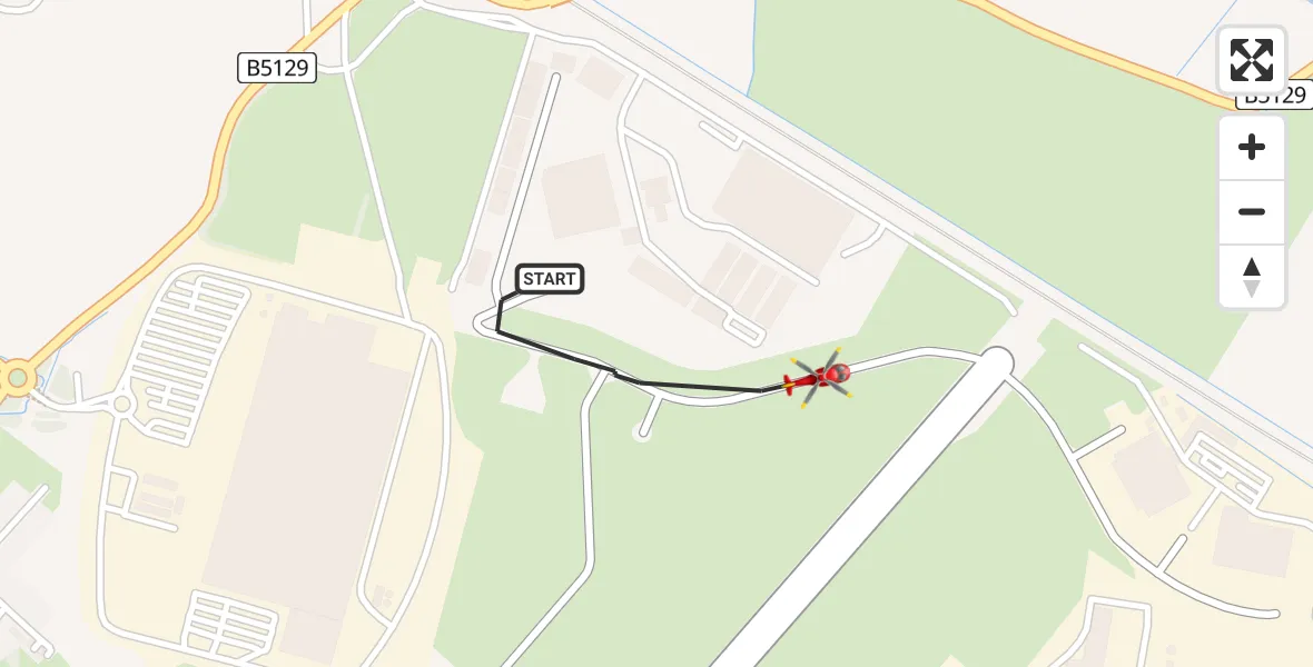 Flight route map: Air Ambulance Helicopter to Hawarden Airport, Hawarden Airport