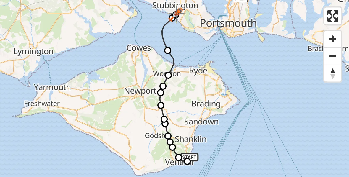 Routekaart van de vlucht: Coastguard Helicopter to Solent Airport, Solent Airport