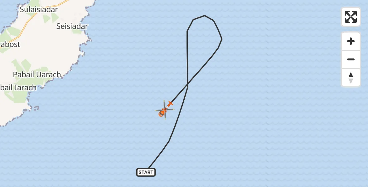 Flight path map showing Coastguard Helicopter route from Inner Seas to Inner Seas