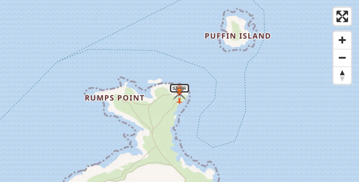 Flight route map: Coastguard Helicopter to New Polzeath, Baby Beach Lane