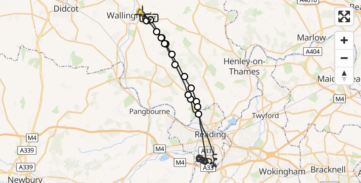 Flight route map: Police Helicopter to Crowmarsh Gifford, Crowmarsh Hill