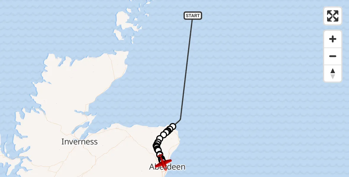 Flight route map: Air Ambulance Aircraft to Aberdeen International Airport, Aberdeen International Airport