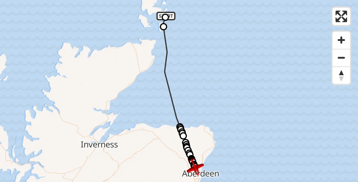 Flight route map: Air Ambulance Aircraft to Aberdeen City, Pitmedden Road