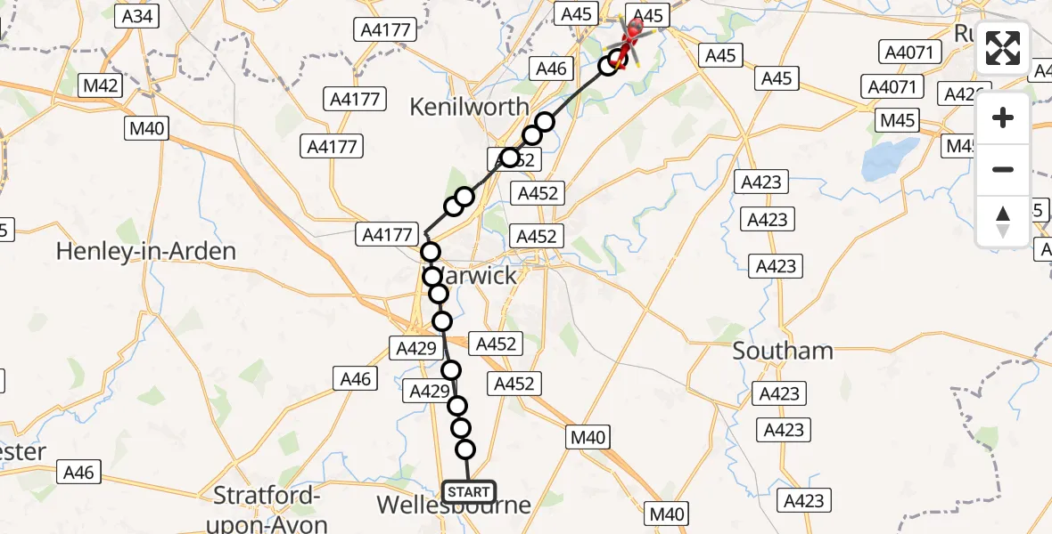 Routekaart van de vlucht: Air Ambulance Helicopter to Coventry Airport, Coventry Airport