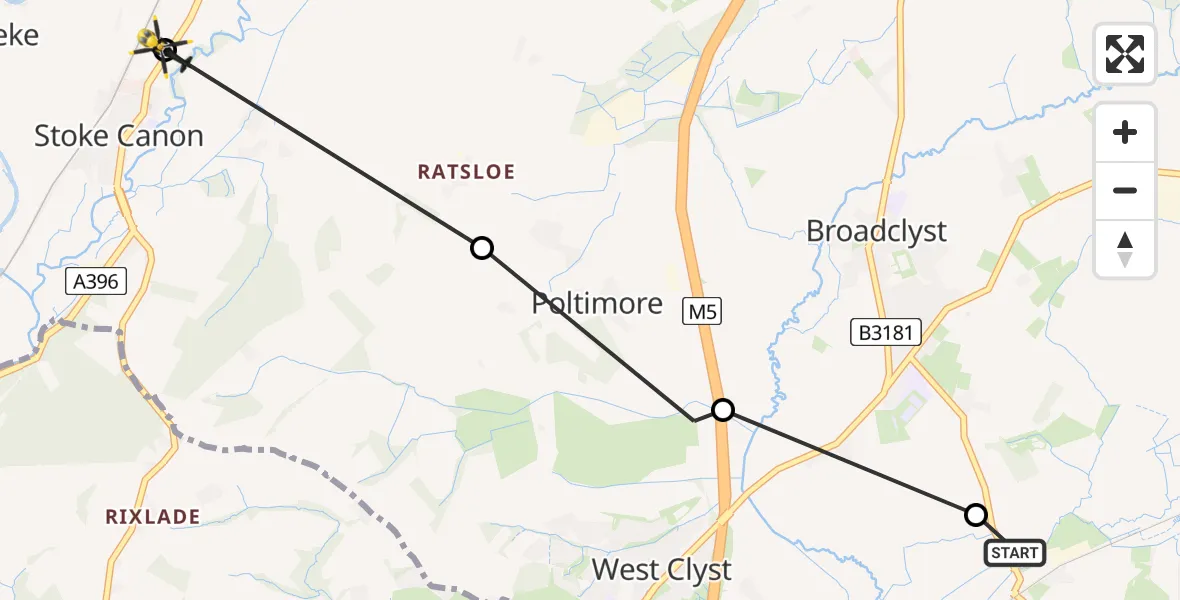 Routekaart van de vlucht: Police Helicopter to Rewe, A396