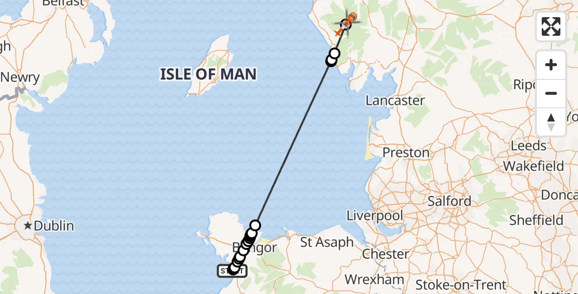 Flight route map: Coastguard Helicopter to Wasdale, Wasdale