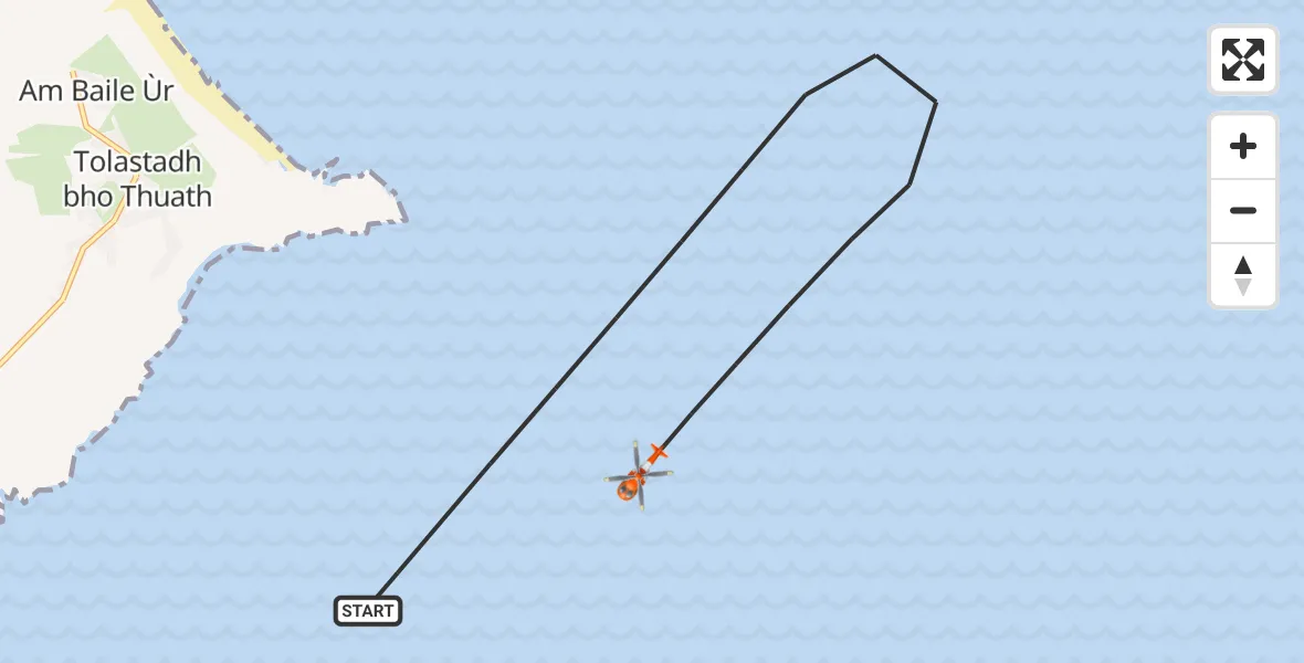 Flight path map showing Coastguard Helicopter route from Inner Seas to Inner Seas