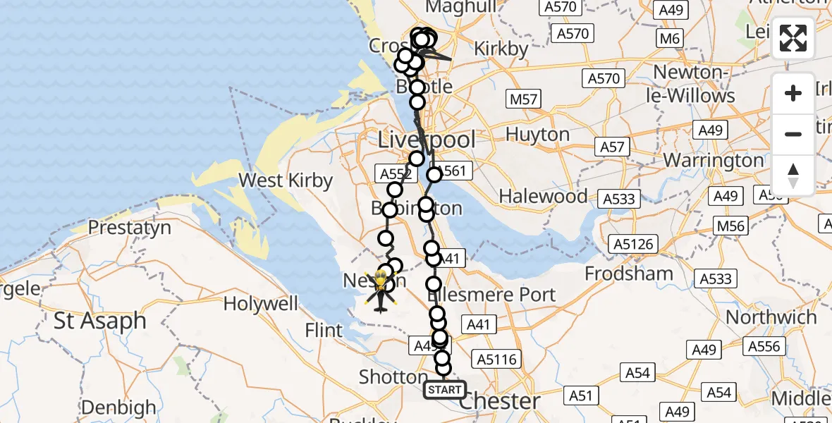 Routekaart van de vlucht: Police Helicopter to Ness, River View Road