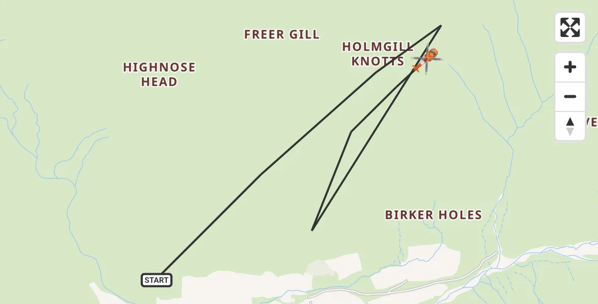 Flight route map: Coastguard Helicopter to Wasdale, Wasdale