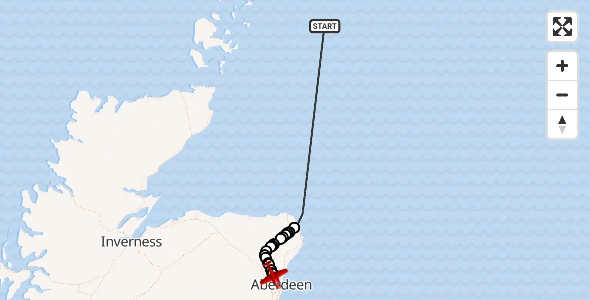 Flight route map: Air Ambulance Aircraft to Aberdeen City, Pitmedden Road