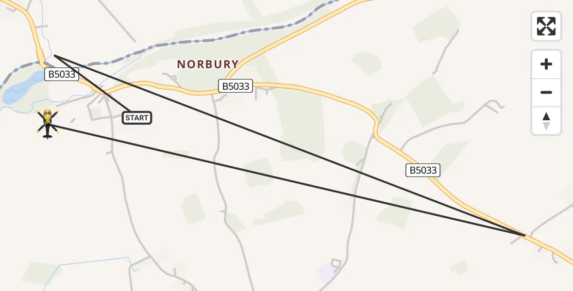 Flight route map: Police Helicopter to Derbyshire Dales, Dove Street