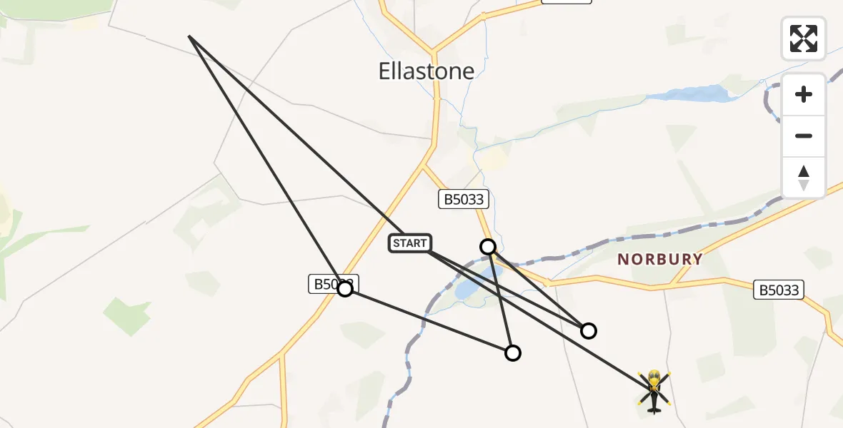 Routekaart van de vlucht: Police Helicopter to Derbyshire Dales, Bowling Alley Lane