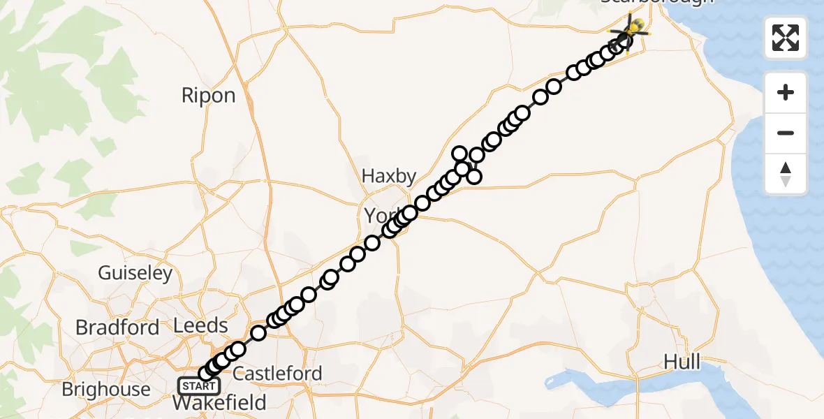 Routekaart van de vlucht: Police Helicopter to West Ayton, West Ayton