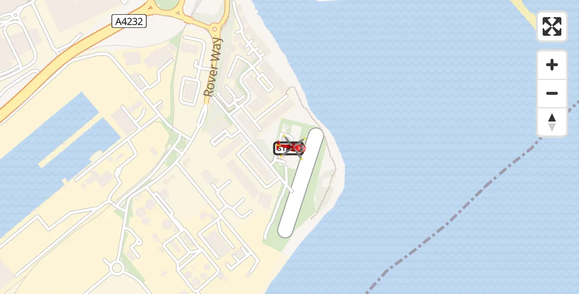 Flight route map:  to Cardiff Heliport, Cardiff Heliport