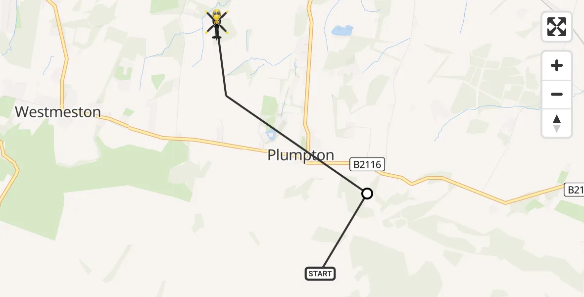 Routekaart van de vlucht: Police Helicopter to Westmeston, Sandpit Cottages