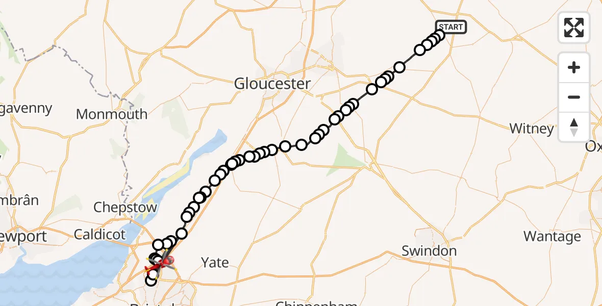 Routekaart van de vlucht: Air Ambulance Helicopter to Patchway, Clermont Close
