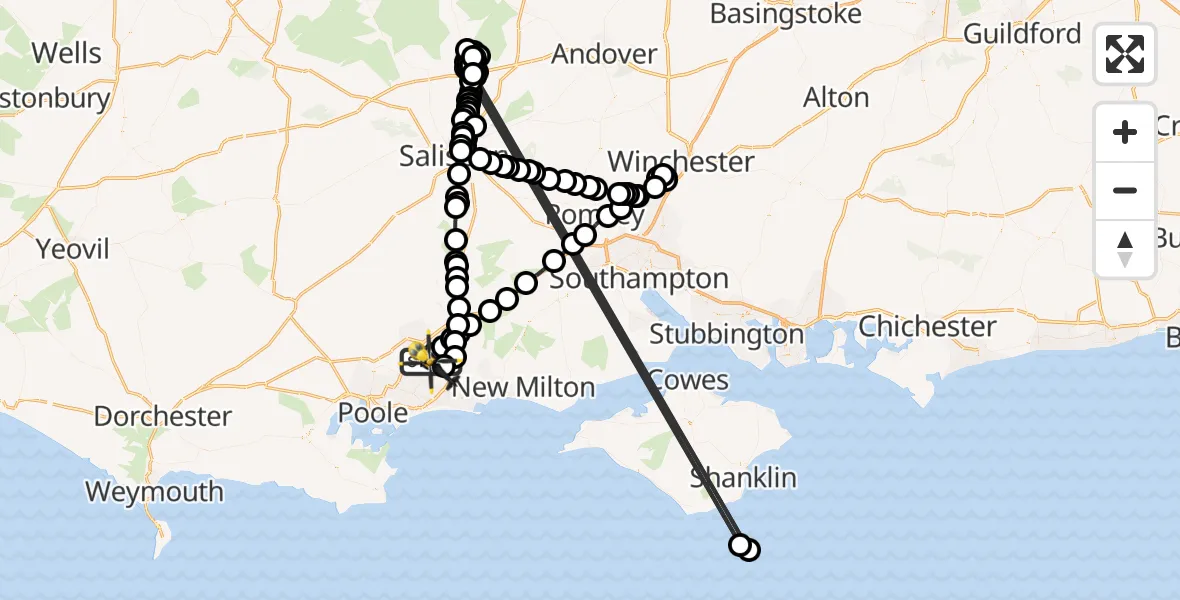 Routekaart van de vlucht: Police Helicopter to Bournemouth Airport, Bournemouth Airport