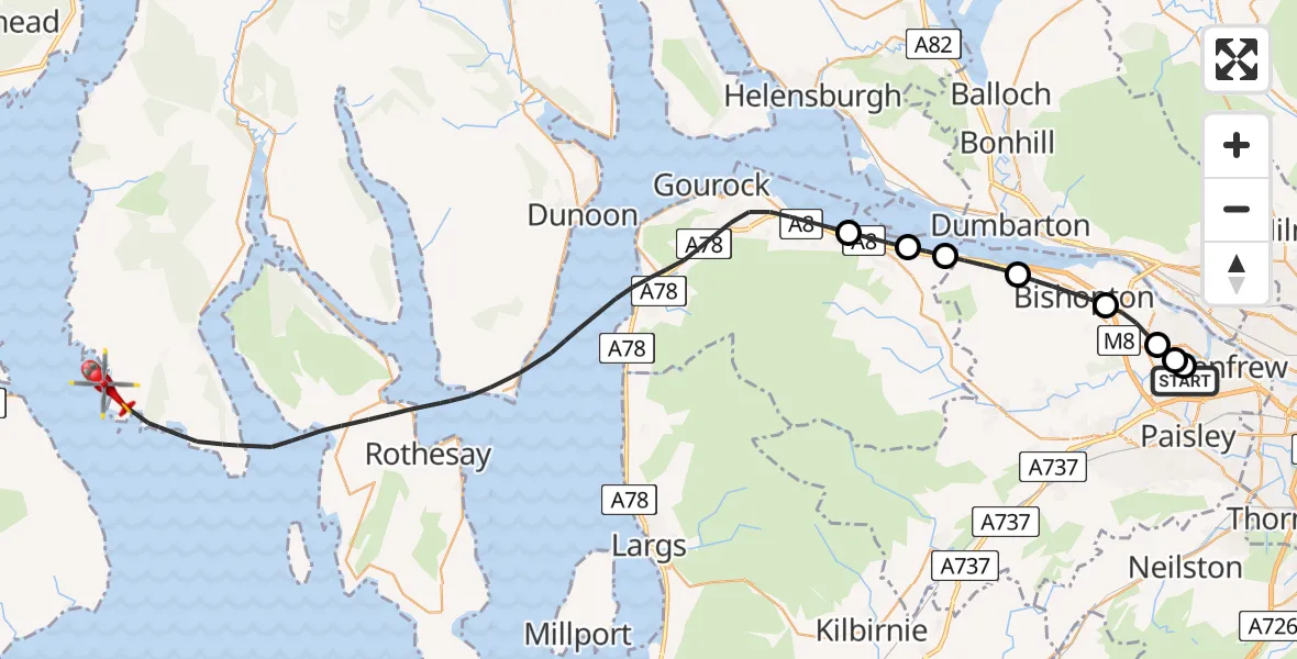 Routekaart van de vlucht: Air Ambulance Helicopter to Inner Seas