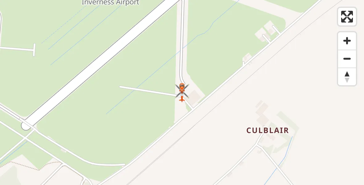 Flight path map showing Coastguard Helicopter route from Inverness Airport to Inverness Airport