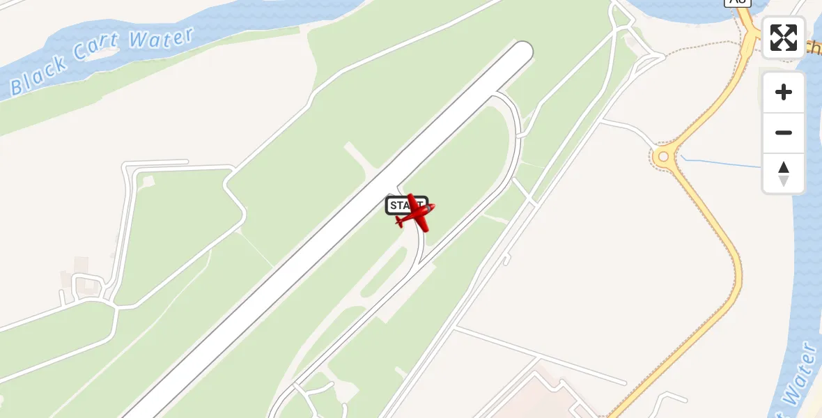 Flight path map showing Air Ambulance Aircraft route from Glasgow Airport to Glasgow Airport