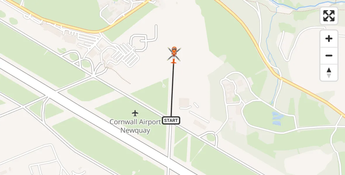 Flight route map: Coastguard Helicopter to Cornwall Airport Newquay, Cornwall Airport Newquay