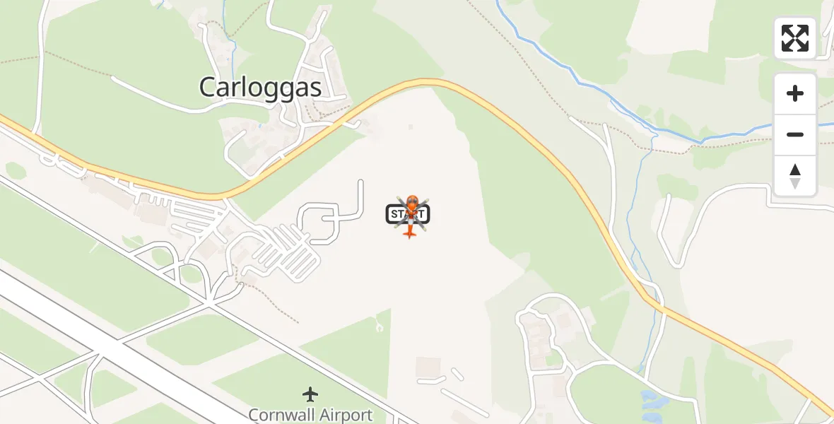 Flight route map: Coastguard Helicopter to Cornwall Airport Newquay, Cornwall Airport Newquay