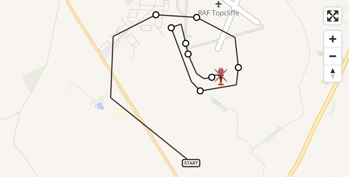 Routekaart van de vlucht: Air Ambulance Helicopter to Topcliffe, Topcliffe