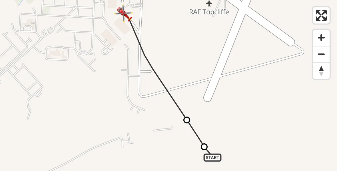 Flight route map: Air Ambulance Helicopter to RAF Topcliffe, RAF Topcliffe