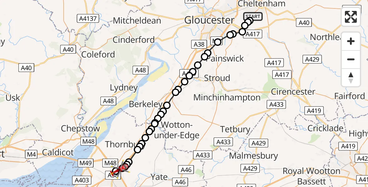 Routekaart van de vlucht: Air Ambulance Helicopter to Hortham, Woodlands Lane