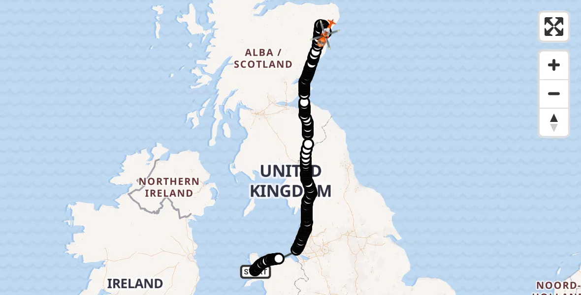 Flight route map: Coastguard Helicopter to Aberdeen International Airport, Aberdeen International Airport
