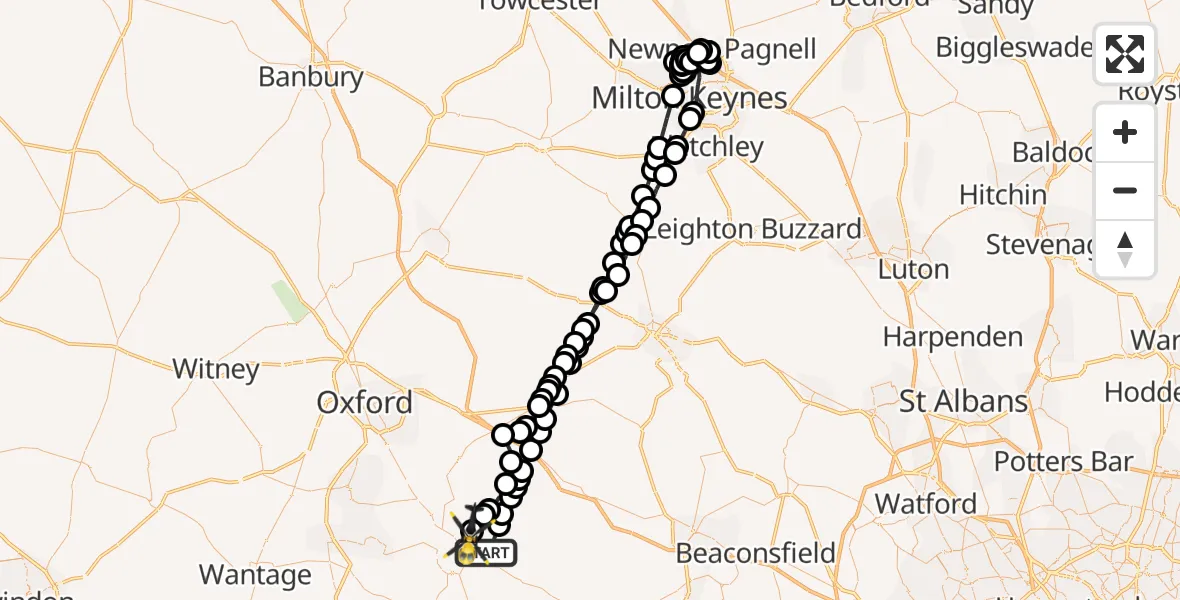 Flight route map: Police Helicopter to Benson, Braze Lane