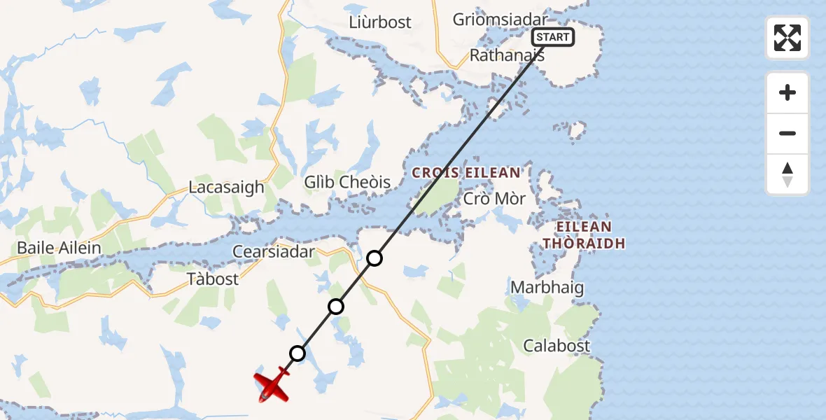 Flight route map: Air Ambulance Aircraft to Cearsiadar, Cearsiadar