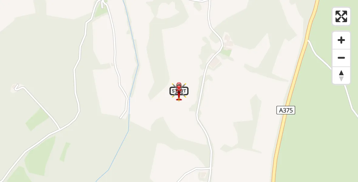 Flight route map: Air Ambulance Helicopter to Gittisham, Parsonage Lane