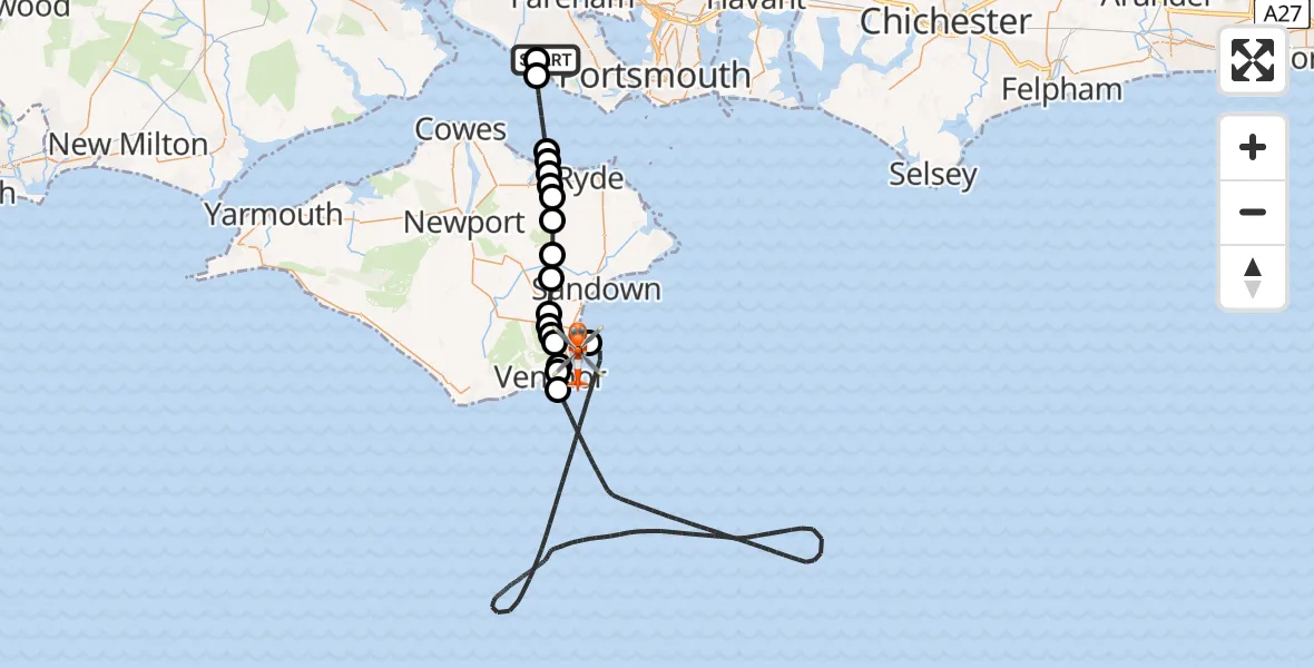 Flight route map: Coastguard Helicopter to Luccombe, Luccombe