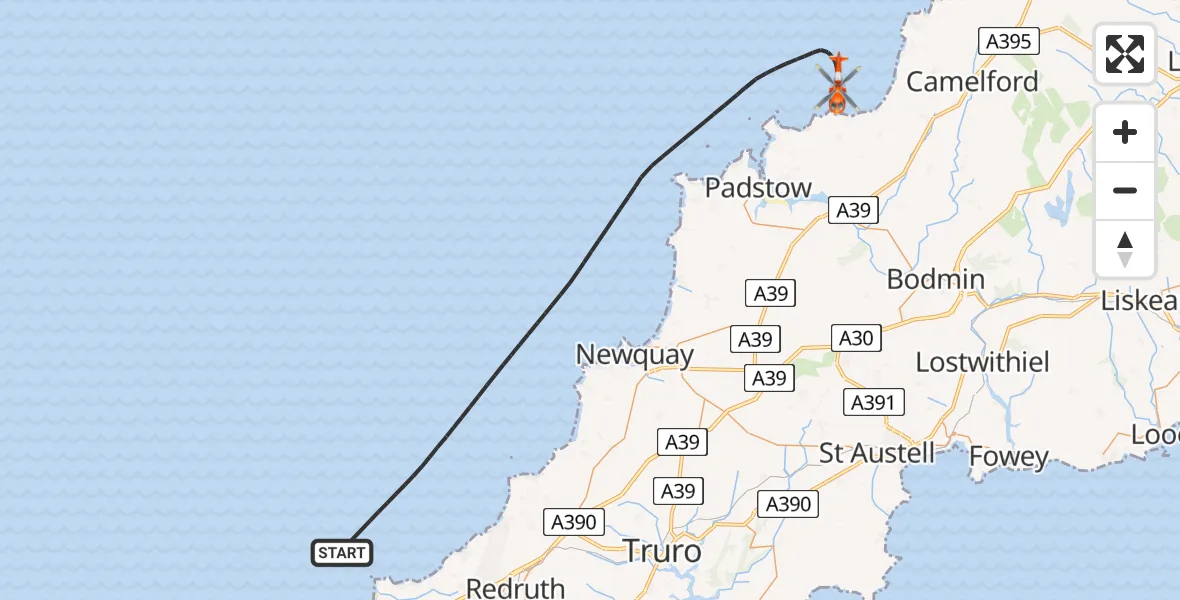 Flight route map: Coastguard Helicopter to Bristol Channel, Bristol Channel
