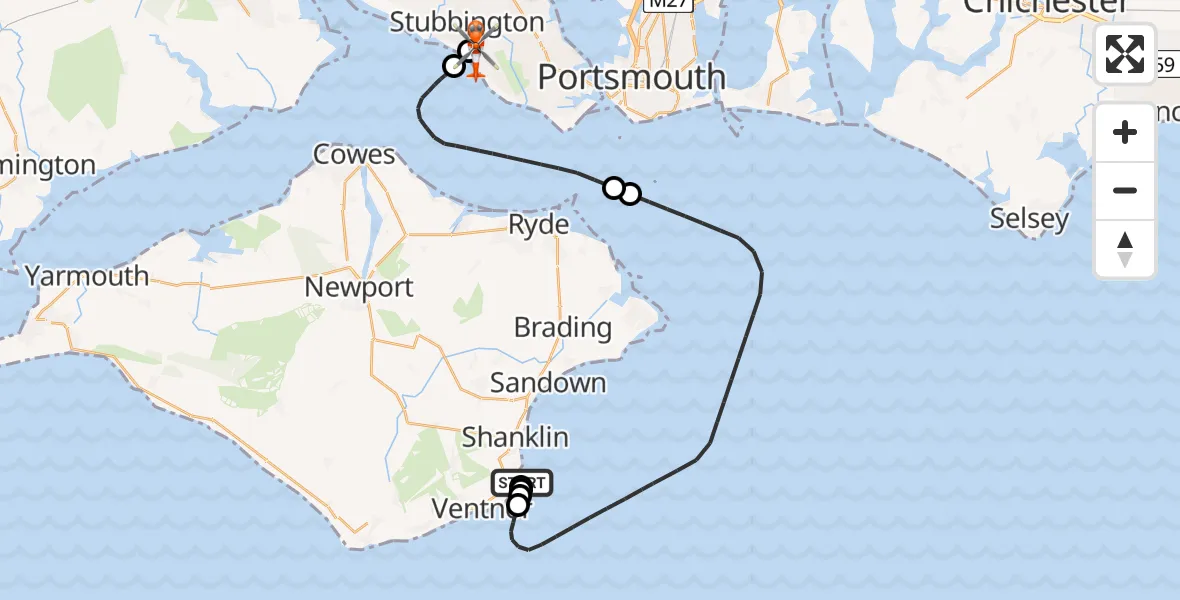 Routekaart van de vlucht: Coastguard Helicopter to Solent Airport, Solent Airport