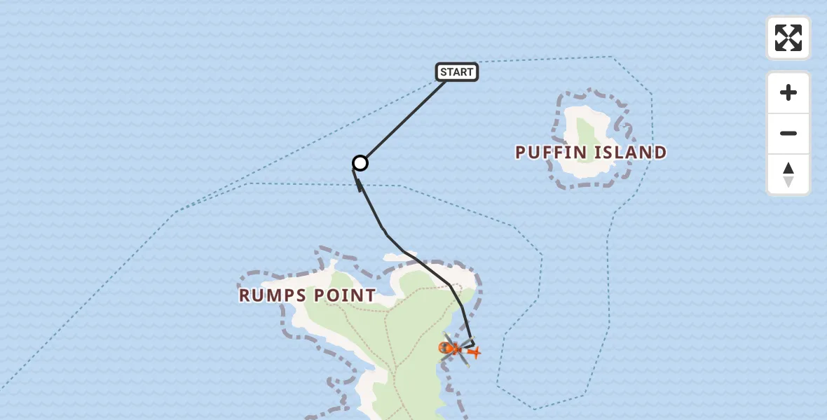 Flight route map: Coastguard Helicopter to New Polzeath, Baby Beach Lane