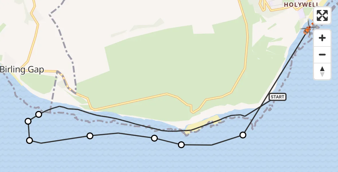 Flight route map: Coastguard Helicopter to Eastbourne, Eastbourne