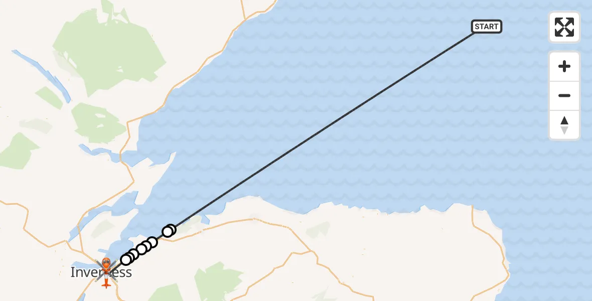 Flight route map: Coastguard Helicopter to Inverness, Sir Walter Scott Drive
