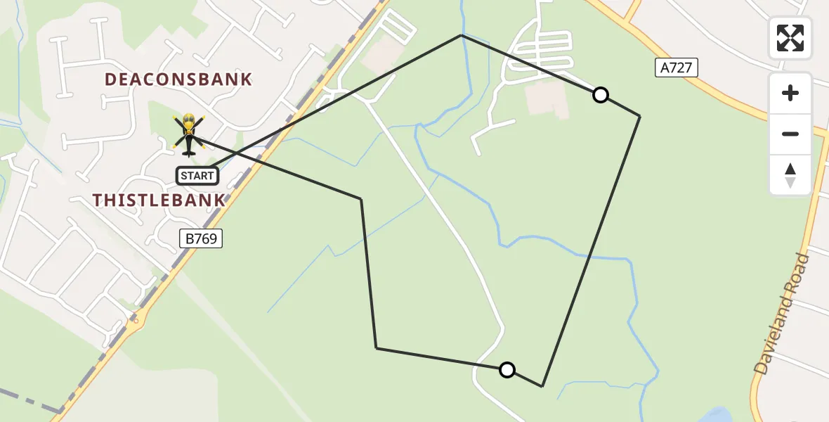 Flight path map showing Police Helicopter route from Glasgow to Glasgow