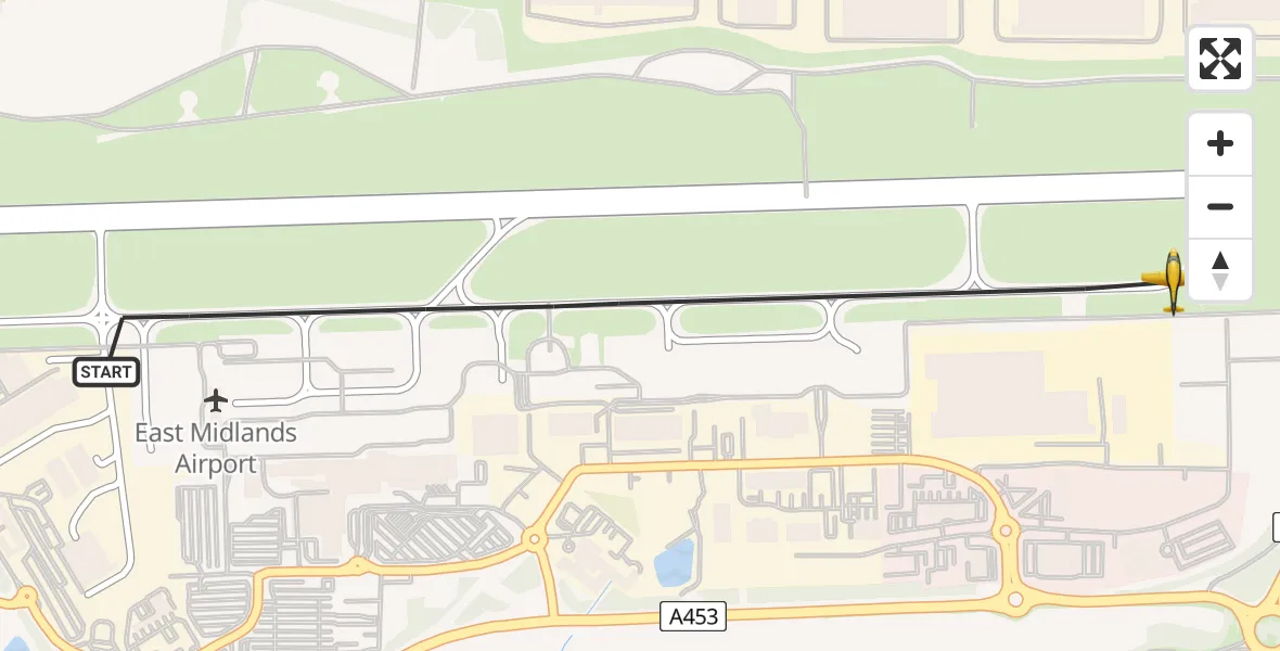 Flight route map: Police Aircraft to East Midlands Airport, East Midlands Airport