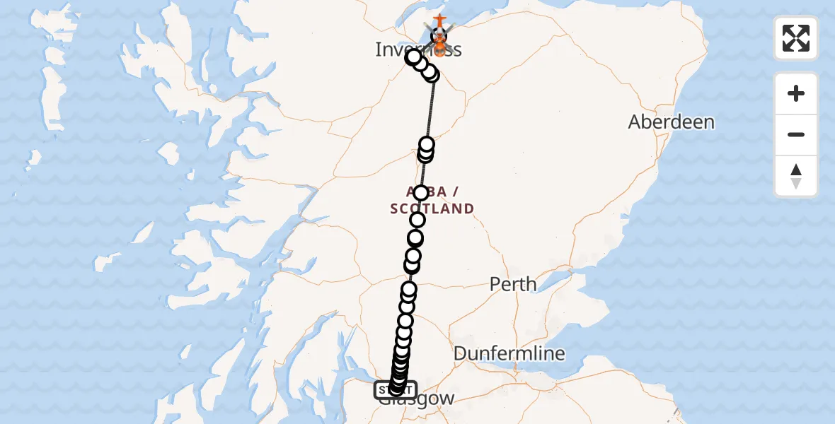 Flight route map: Coastguard Helicopter to Inverness Airport, Inverness Airport