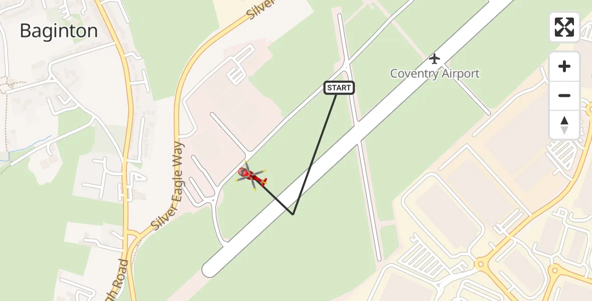 Routekaart van de vlucht: Air Ambulance Helicopter to Coventry Airport, Coventry Airport